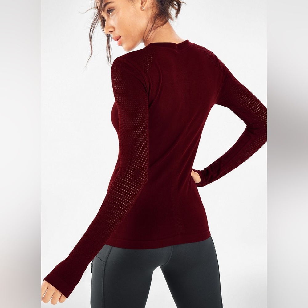 Fabletics Women’s Black Cherry Kathie Ruched Back Long-Sleeve Top. Size M. NWOT! - Picture 13 of 14